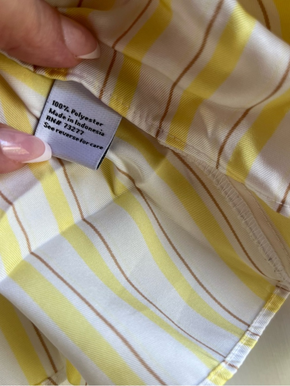 Nine West Yellow and White Striped Peplum V-Neck Blouse - Picture 6 of 8